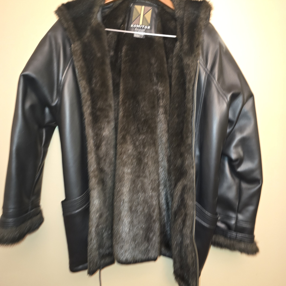 Black Faux Fur Lined Kids Jacket